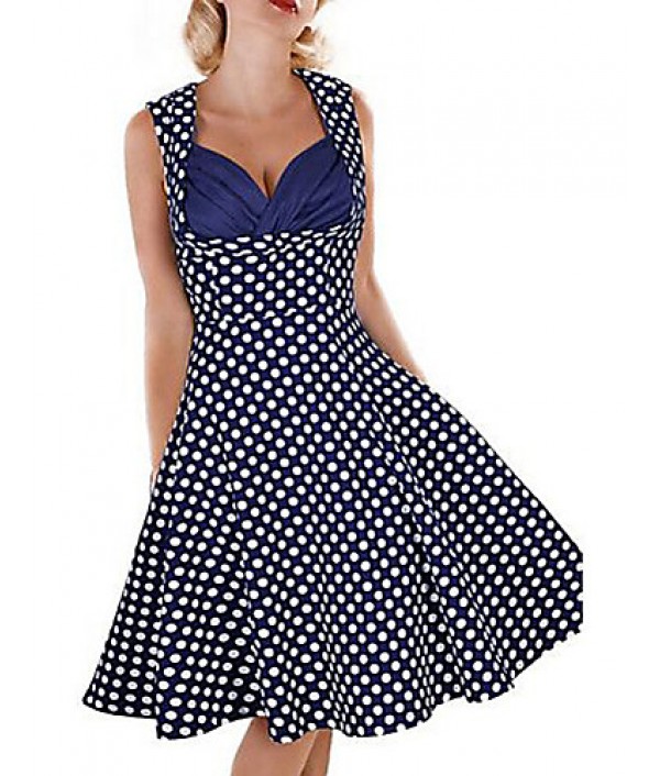 Women's Vintage 1950's Flower Print Retro Rockabilly Hepburn Pinup Cos Party Swing Dress