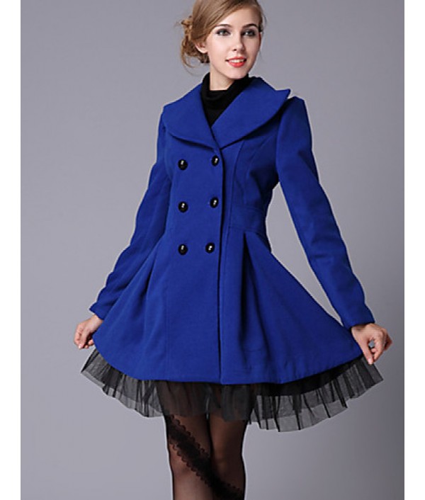 New Women Slim Fit double-breasted wool Trench Coat Casual Outwear