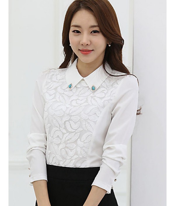 Women's Doll Collar Lace / Chiffon Long Sleeve Blouse