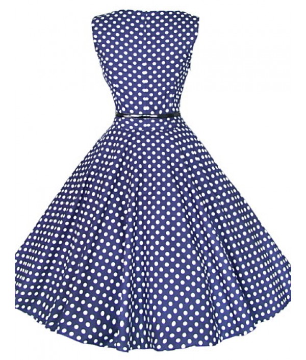 Women's 50s Vintage Polka Dots Rockabilly Hepburn Pinup Cos Party Swing Dress,Plus Size