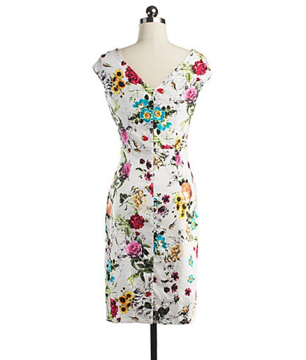 Women's Casual/Daily / Party/Cocktail / Club Vintage / Street chic Bodycon Dress,Floral Square Neck Knee-length