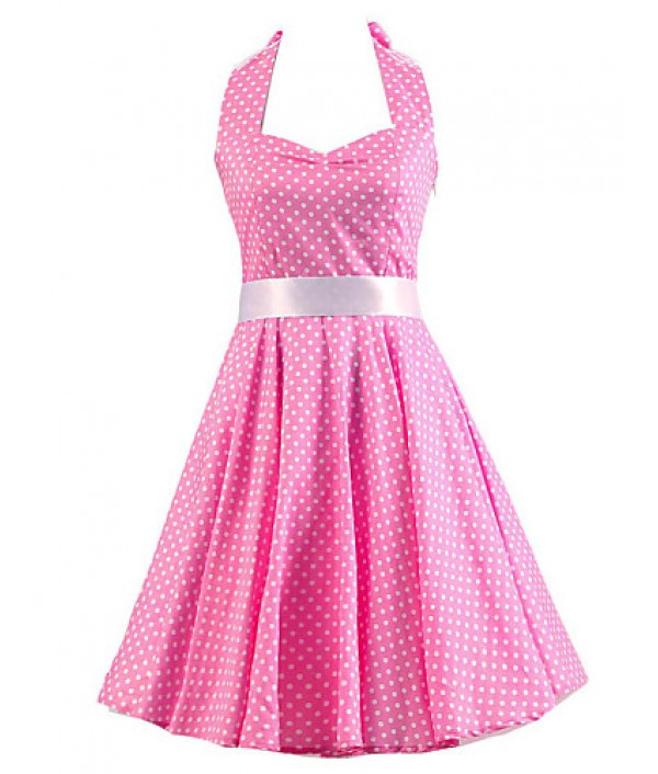 Women's Pink White Mini Polka ...