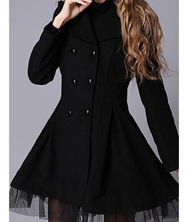 New Women Slim Fit double-breasted wool Trench Coat Casual Outwear