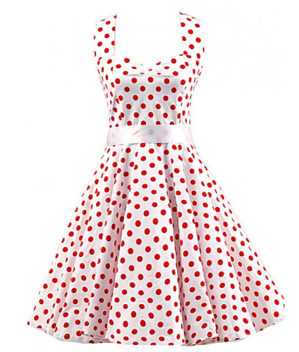 Women's White Red Mini Polka D...