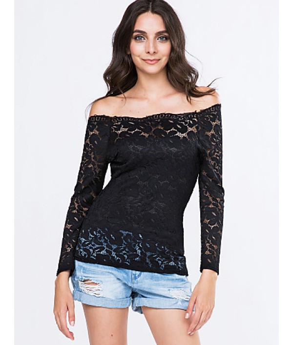 Women's Vogue Lace Bateau Long...