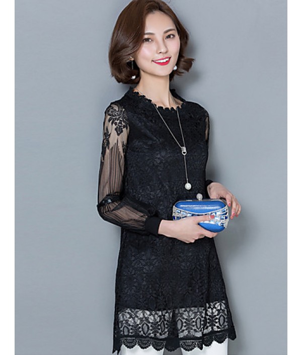 2016 Spring New Women Retro Fashion Slim Lace Shirt