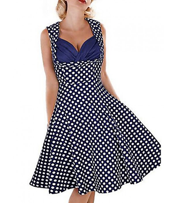 Women's Vintage 1950's Flower Print Retro Rockabilly Hepburn Pinup Cos Party Swing Dress