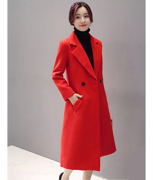 Fall Winter Going out Casual Women's Coat Solid Color Suit Collar Long Sleeve Long Section Maone Overcoat More Colors