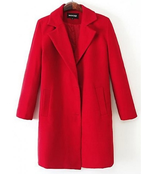 Women's Casual/Daily Plus Size Pea Coats...