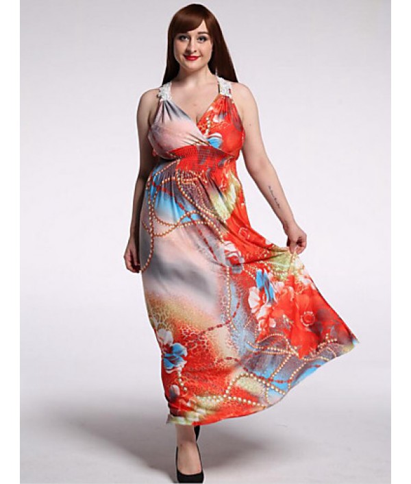 Women's Beach / Plus Size Boho Dress,Flo...