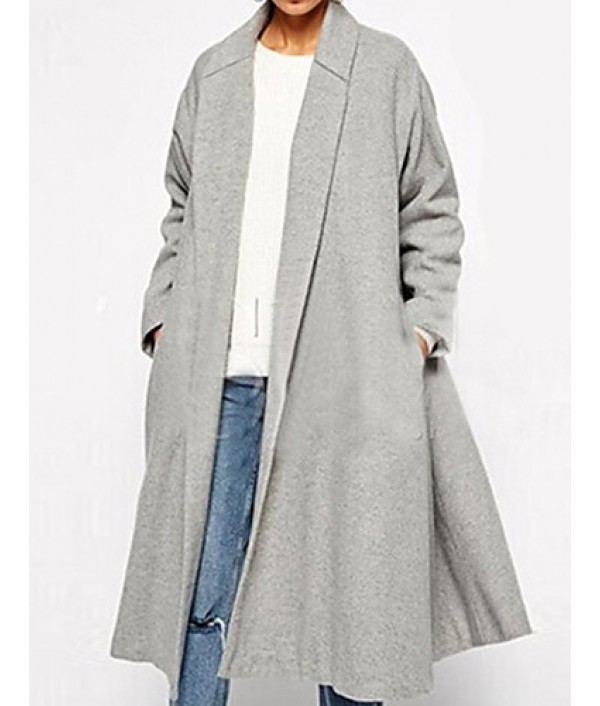 Women's Coat,Solid Shirt Colla...