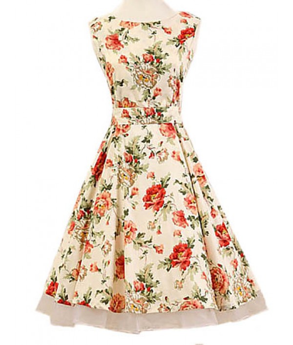 Women's Halter 50s Vintage Flower Print ...