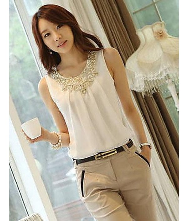 Women's Sexy Casual Micro Elastic Sleeveless Regular T-shirt