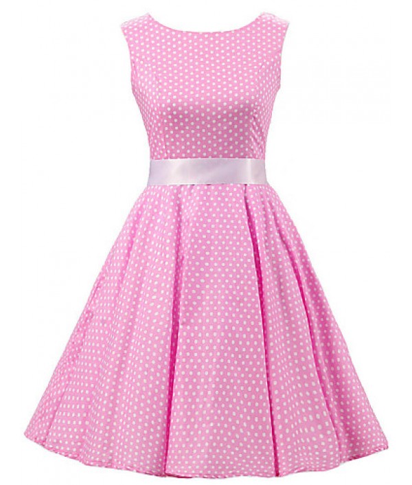 Women's Pink White Mini Polka ...