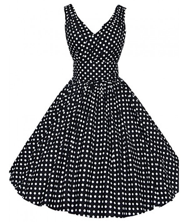 Women's 50s Vintage Polka Dots Rockabilly Hepburn Pinup Business Swing Dress ,Plus Size