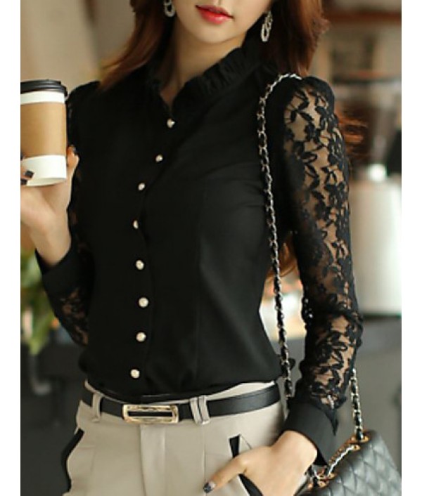  Women's Solid White Shirt,Shirt Collar ...