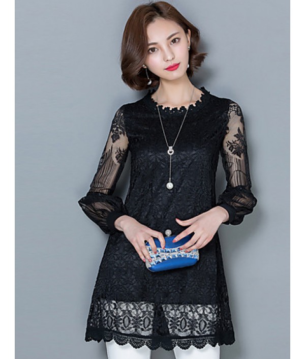 2016 Spring New Women Retro Fashion Slim Lace Shirt