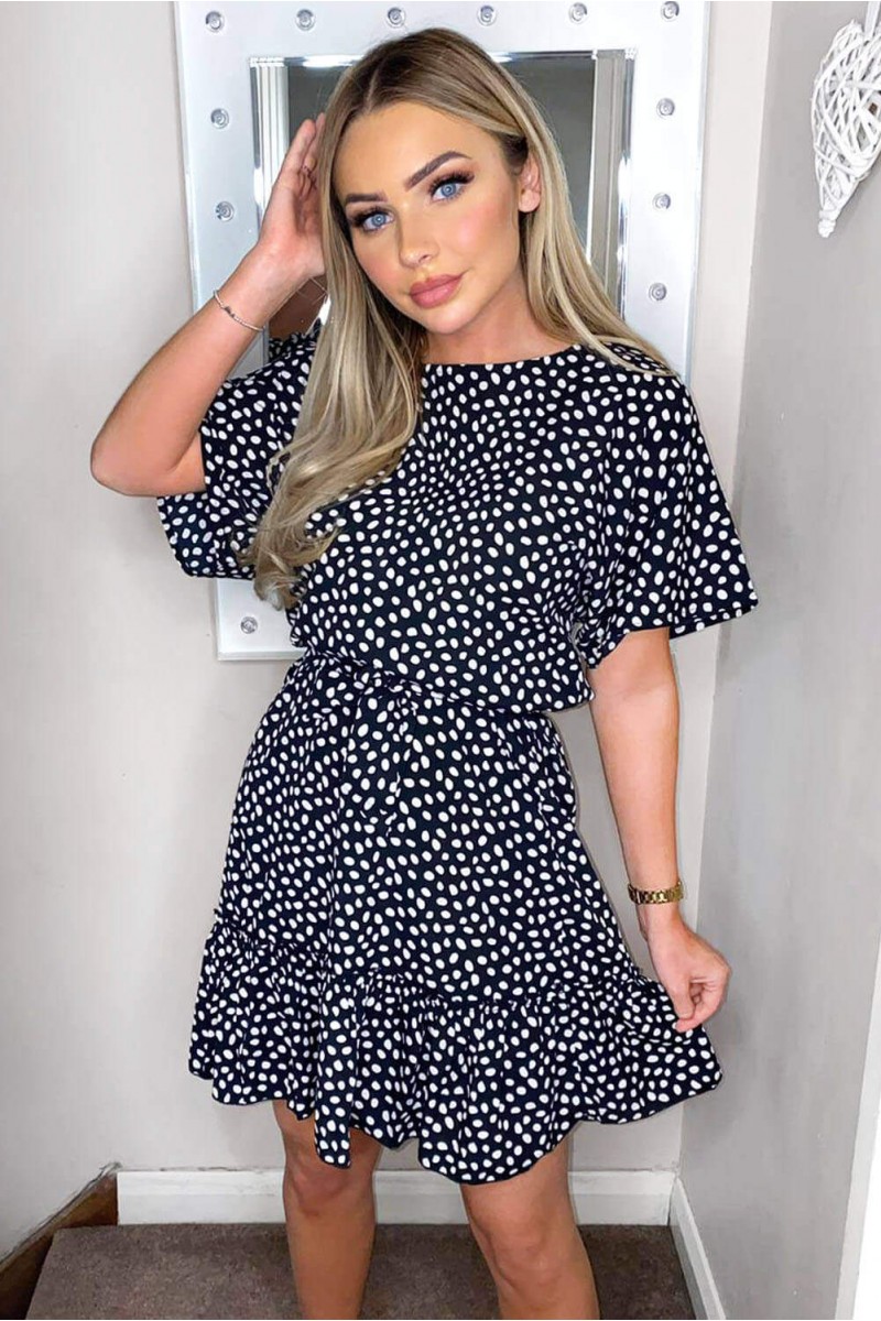 Black Spot Print Day Dress